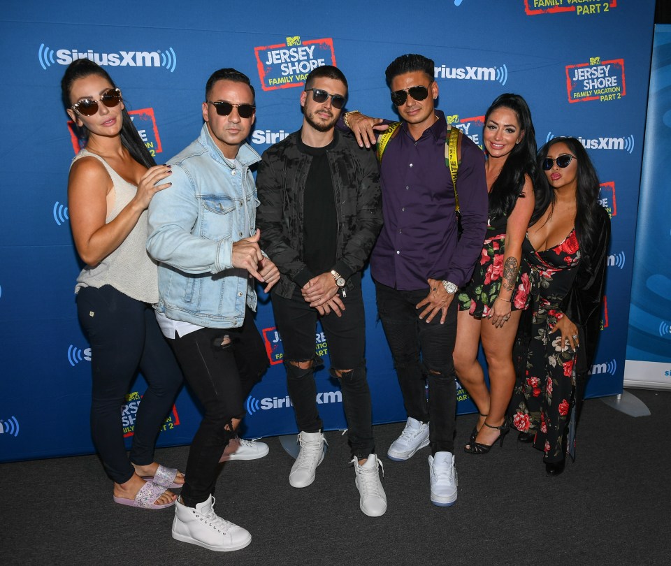 The cast of Jersey Shore Family Vacation at a SiriusXM event.