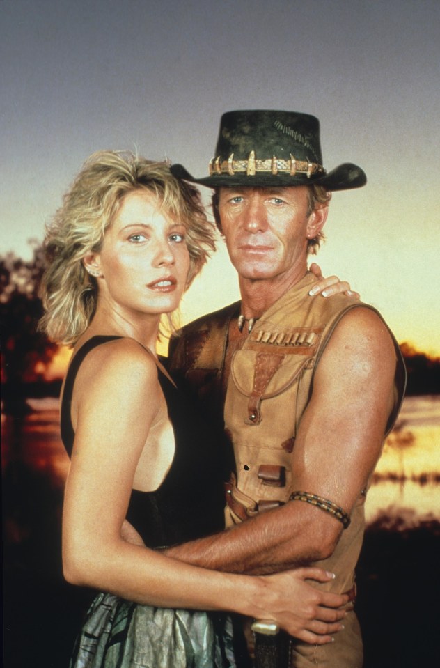 Linda Kozlowski and Paul Hogan in Crocodile Dundee.