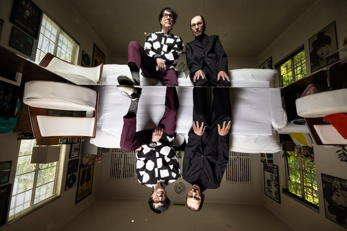 Photos of the band, Sparks. Brothers Ron, right and Russell Mael.