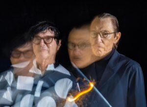 Photos of the band, Sparks. Brothers Ron, right and Russell Mael.
