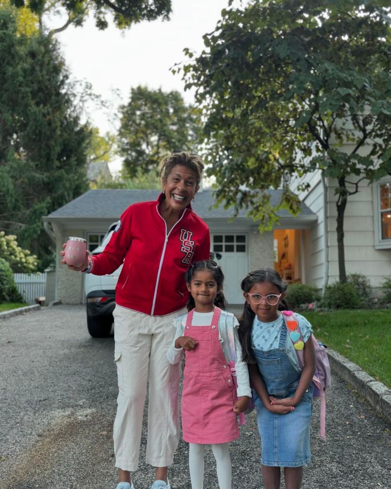 Hoda Kotb with her two daughters on what appears to be the first day of school.