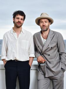 Charlie Polinger, Joel Edgerton at Deadline Studio at the 78th Cannes Film Festival at Deadline Studio on May 16, 2025 in Cannes, France.