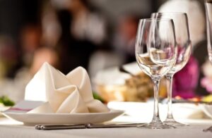 table set at restaurant