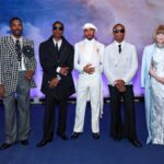 From left: Colman Domingo, Rocky, Lewis Hamilton, Pharrell Williams and Wintour attend the 2025 Met Gala.