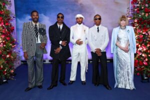 From left: Colman Domingo, Rocky, Lewis Hamilton, Pharrell Williams and Wintour attend the 2025 Met Gala.