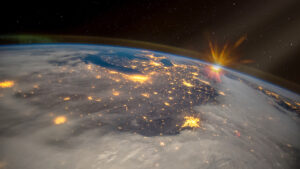 view of USA from space at night