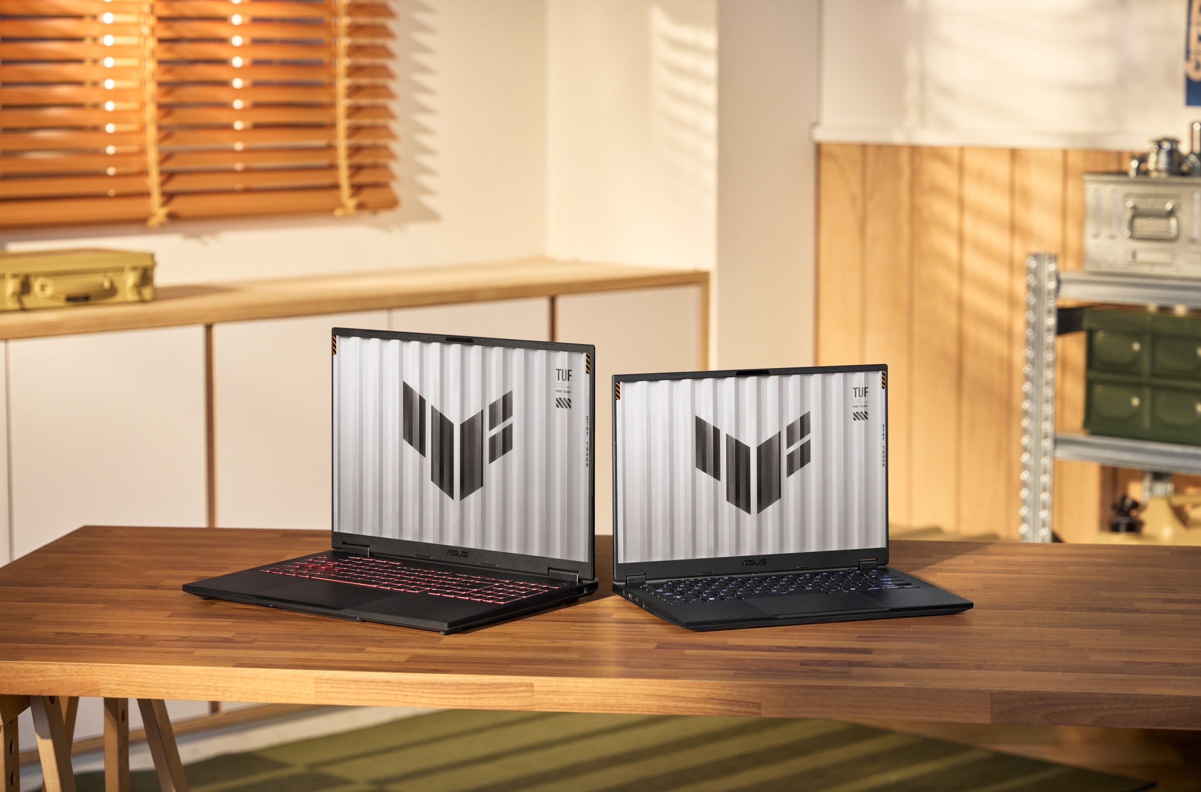 The new Asus TUF A16 (left) and A14 (right).