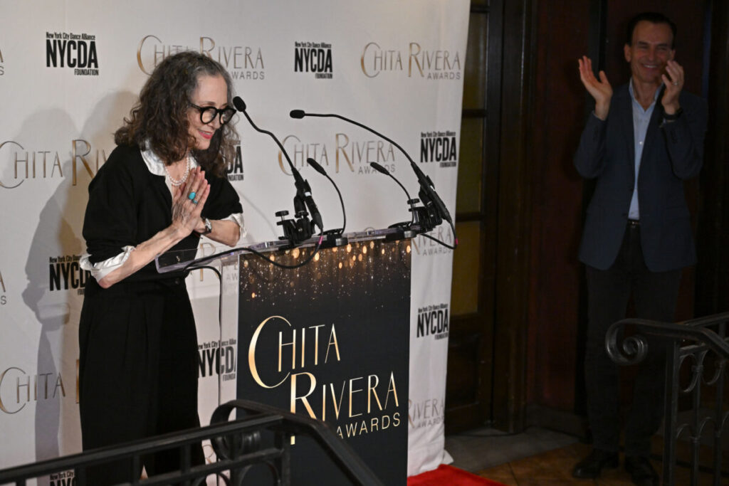 Joe Lanteri and Bebe Neuwirth at the 2025 Chita Rivera Awards nominees reception