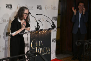 Joe Lanteri and Bebe Neuwirth at the 2025 Chita Rivera Awards nominees reception