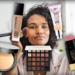 Woman Doing Her Makeup Surrounded By Amazon Cosmetics