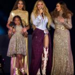 Beyoncé, Blue Ivy, and family on stage.