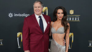 Feb 6, 2025; New Orleans, LA, USA; Bill Belichick and Jordon Hudson on the red carpet before Super Bowl LIX NFL Honors at Saenger Theatre. Mandatory Credit: Kirby Lee-Imagn Images