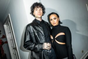 Demi Lovato and Jordan Lutes at a dinner.