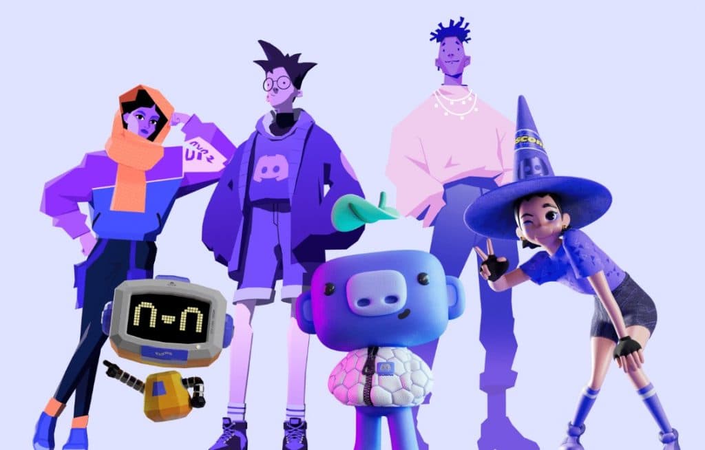 A picture of Discord's mascot and other branded characters.