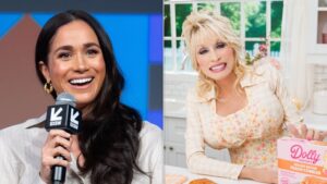 Dolly Parton (right) said “never say never” to a possible appearance on the Duchess of Sussex’s show.