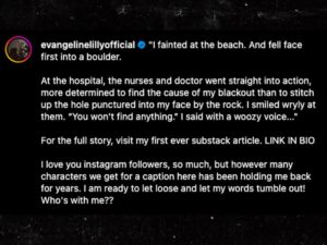 Evangeline Lilly injury instagram sub