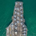 aerial view of fighter jets on the USS Harry S. Truman