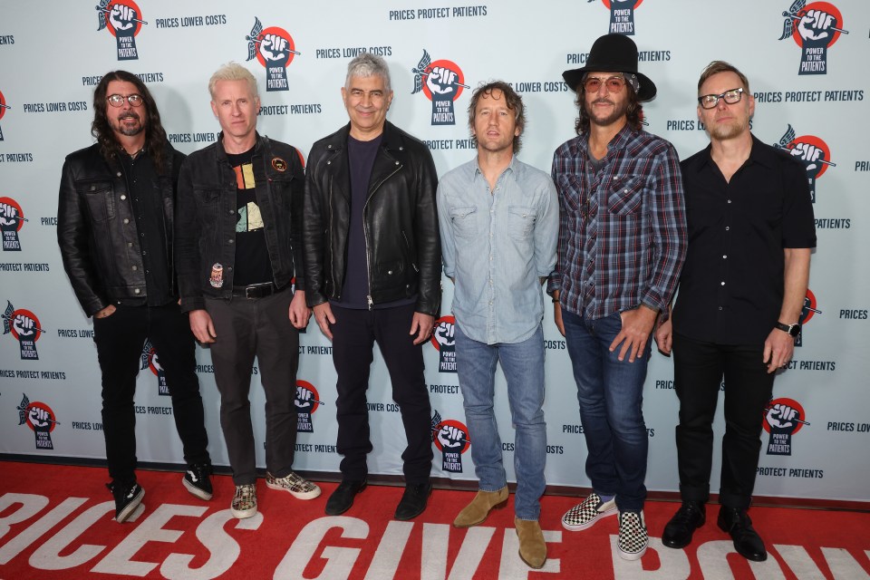 Foo Fighters band members at a Power to the Patients concert.