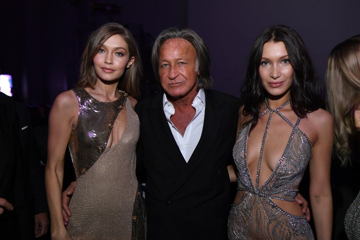 Gigi and Bella Hadid pictured with their father, Mohamed.