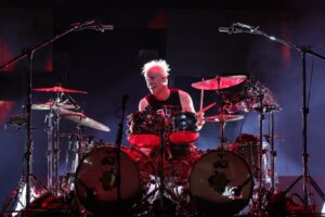 Josh Freese of the Foo Fighters performing a drum solo.