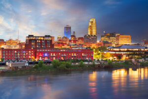Omaha, Nebraska, USA Downtown City Skyline