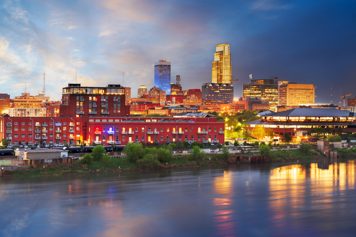 Omaha, Nebraska, USA Downtown City Skyline