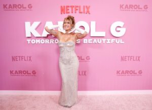 Karol G looked stunning at the Whitby Hotel for the New York screening of her Netflix documentary Karol G: Tomorrow Was Beautiful