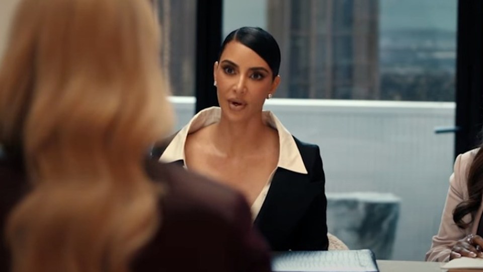 Kim Kardashian in a business meeting.
