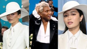 Actors Zendaya and Anna Sawai and stylist Law Roach at the 2025 Met Gala.