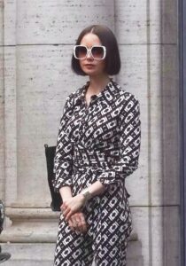 Lily Collins on the set of Emily in Paris in Rome.