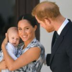 The Duke and Duchess of Sussex and their baby son, Archie, meet Archbishop Desmond Tutu and his daughter during their royal tour of South Africa on Sept. 25, 2019.