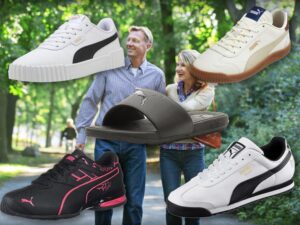 Couple Walking Through The Park Surrounded By Puma Sneakers On Sale On Amazon