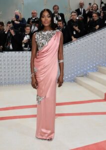 Naomi Campbell at the Met Gala in a pink gown.