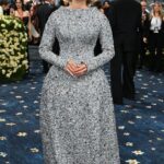 Anderson's structured gown is a departure from her usual style.