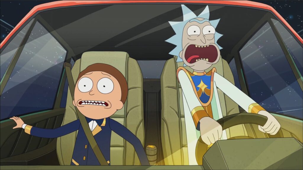 Morty and Rick scream in a flying car in season 8