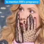 Shakira reacting to a question about Rihanna's pregnancy.