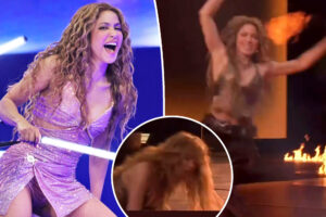 Shakira falls onstage at Montreal concert in brutal blunder