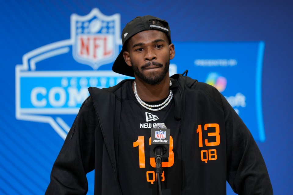 Shedeur Sanders at an NFL press conference.