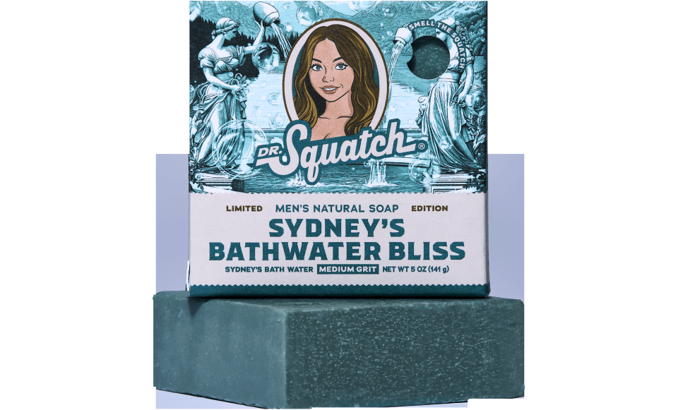 Dr. Squatch Sydney's Bathwater Bliss Soap Bar com certificado assinado.
