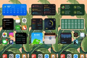 Three screenshots of an iOS homescreen.