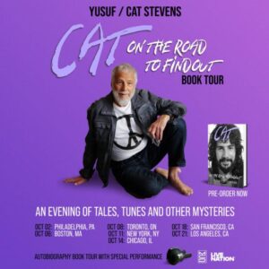 Yusuf/Cat Stevens Announces Intimate Book Tour with Live Performance Element in Support of New Memoir