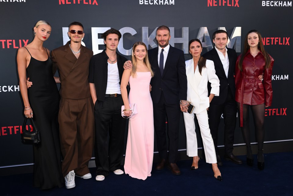 The Beckham family at the Netflix "Beckham" premiere.