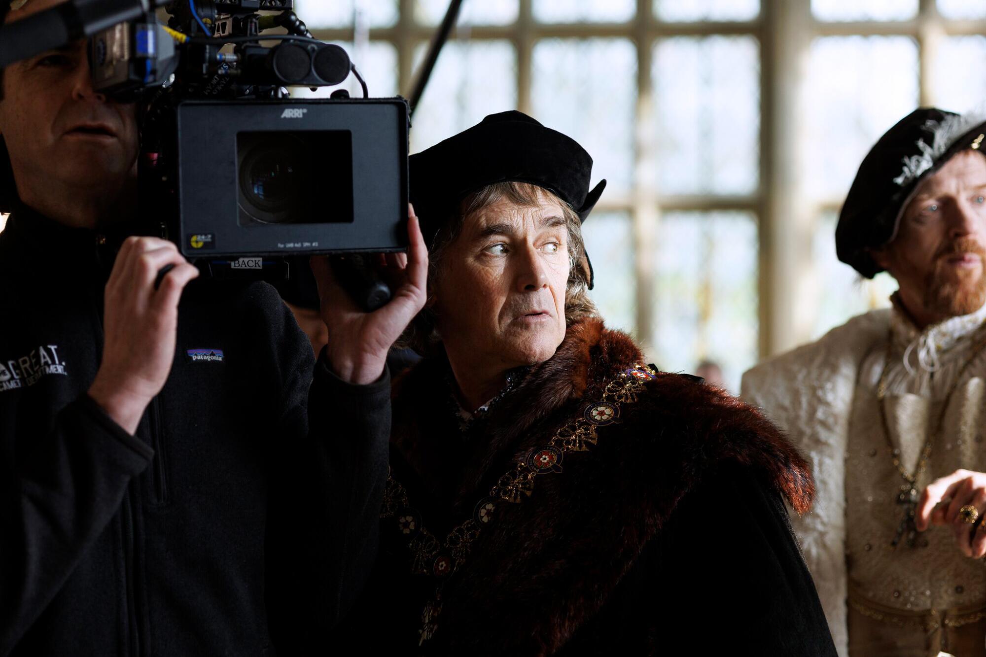 Mark Rylance, who plays Thomas Cromwell, on set of "Wolf Hall: The Mirror and the Light."