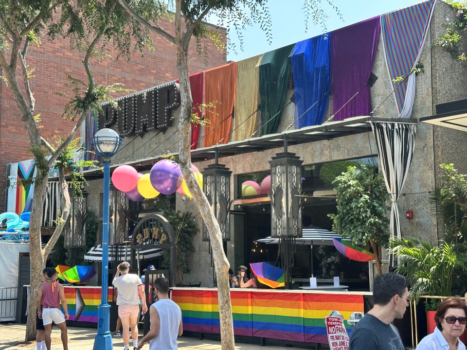 Lisa Vanderpump's restaurant TomTom, decorated for West Hollywood Pride.