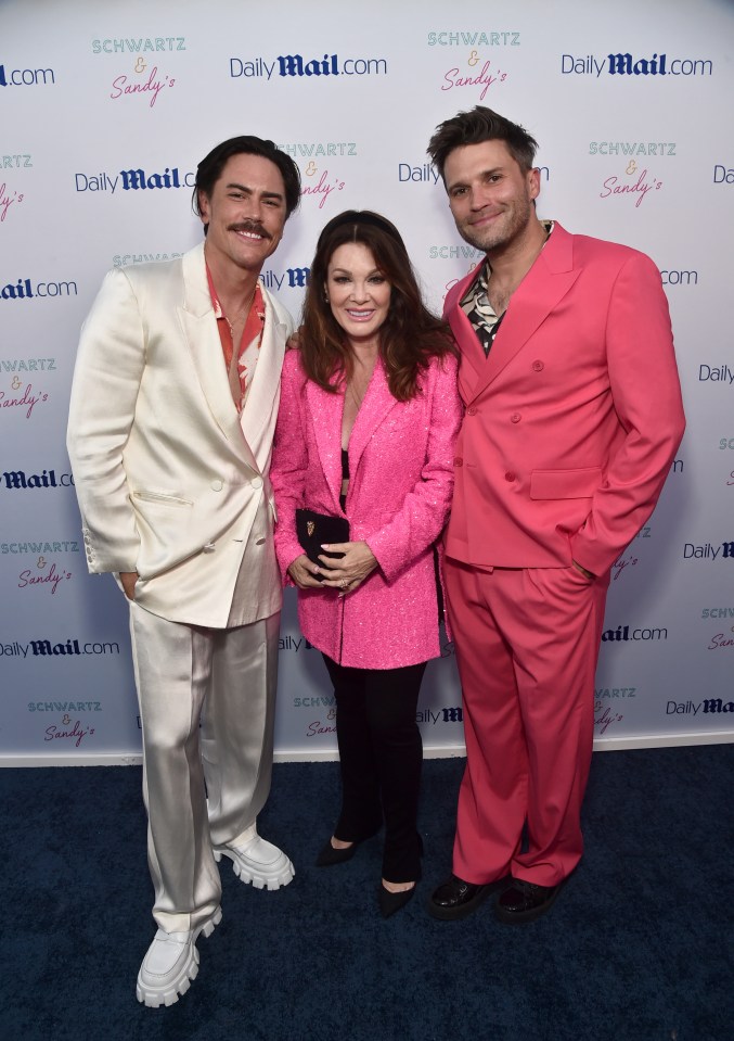 Tom Sandoval, Lisa Vanderpump, and Tom Schwartz at the Schwartz & Sandy's opening celebration.