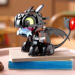 A LEGO Toothless set on display on a table
