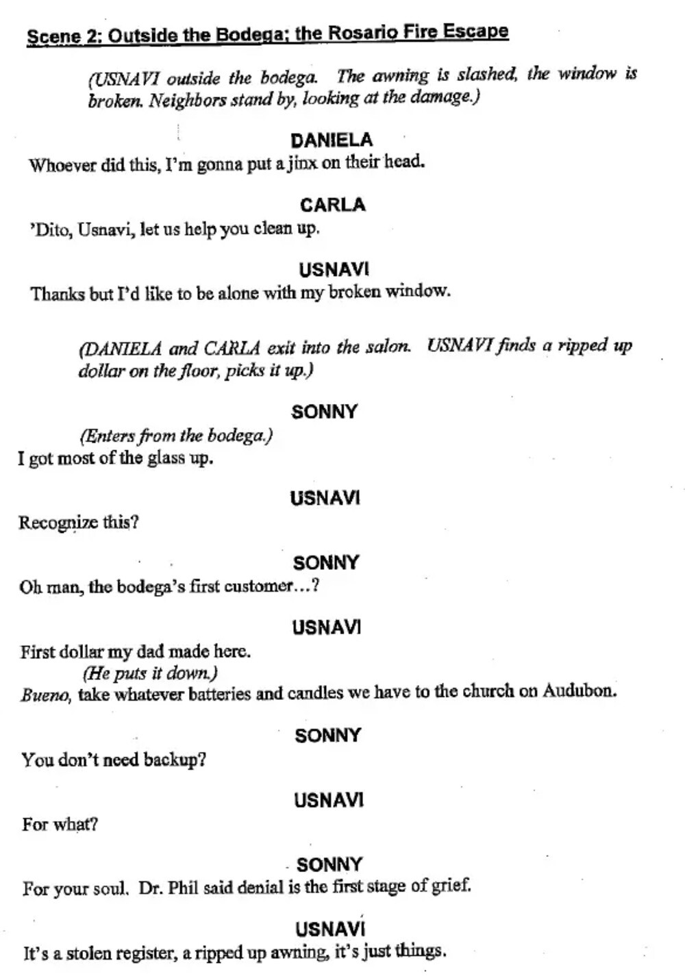 In The Heights script