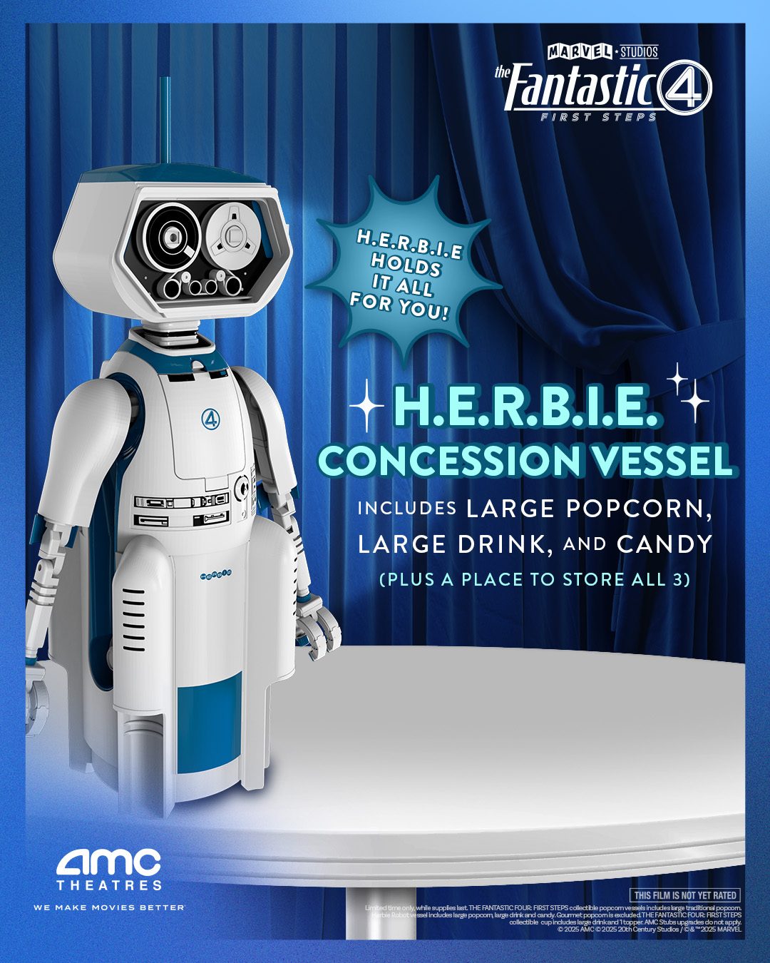 The H.E.R.B.I.E. Concession Vessel from The Fantastic Four: First Steps from AMC Theatres.