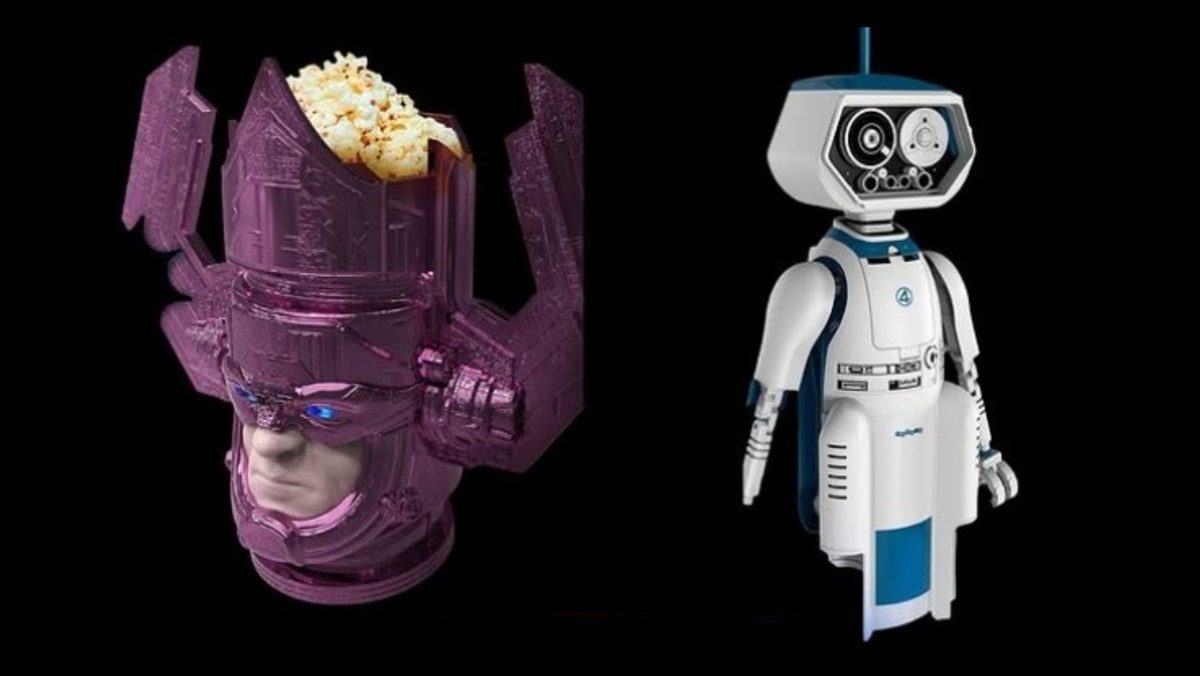 The AMC popcorn buckets and concession trays for The Fantastic Four: First Steps.