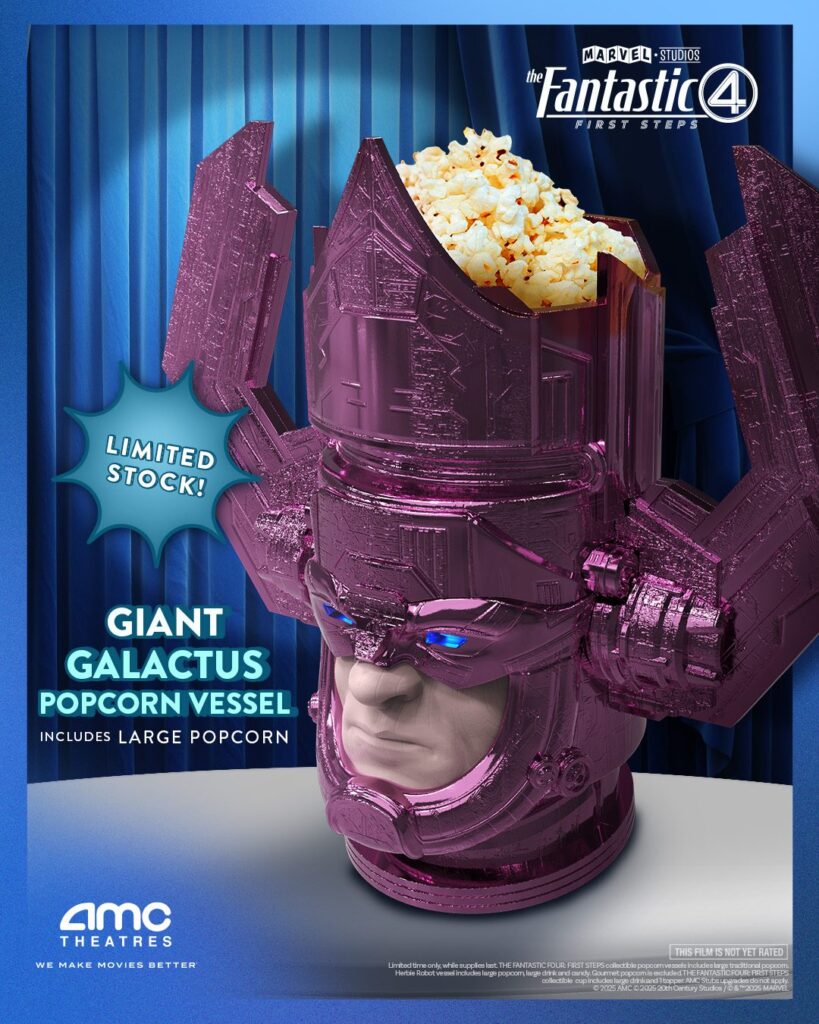 The AMC Galactus popcorn bucket for The Fantastic Four: First Steps.